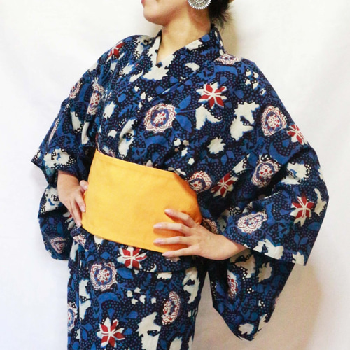 ブロックプリント　インド綿　ガウン　羽織り　着物ローブ 着物ガウン kimono gown | インド綿・ブロックプリント 着物