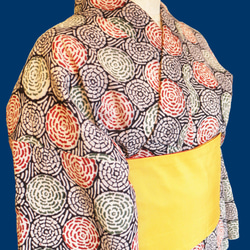 インド綿・ブロックプリント女性用浴衣 着物｜自然染料染　まるまる柄 3枚目の画像