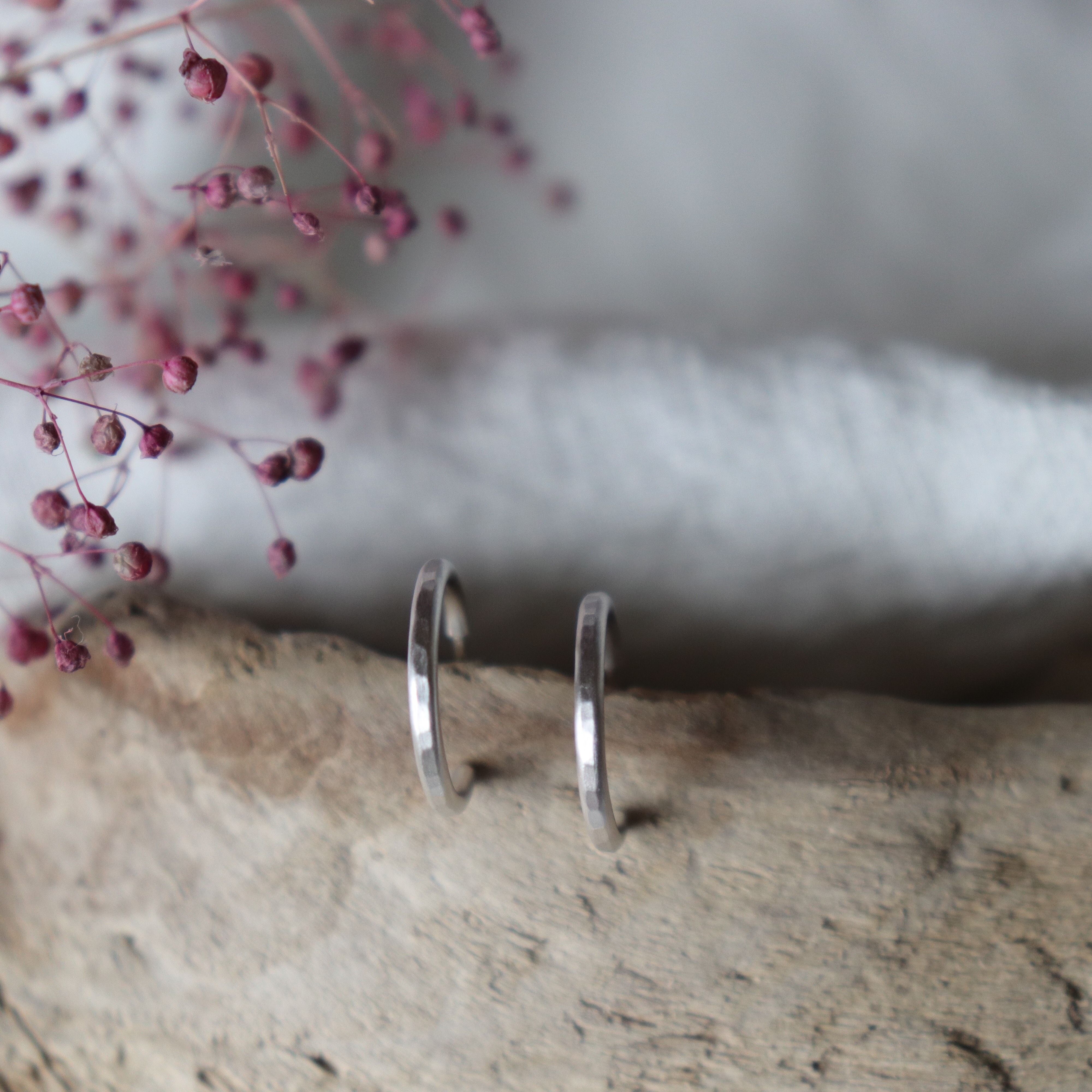 freckle.【1.5 S×つちめ×silver×両耳用 】フープピアス/メンズピアス/受注制作/極小/小さめ/細め