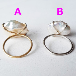 一点物 選べるカラー 淡水バロックパールリング(L) Silver925 指輪　リング 大人のアクセサリー 4枚目の画像