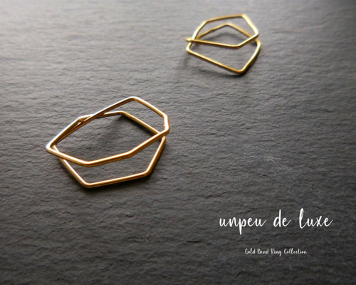 サイズフリー14kgf 変形2連リング ゴールドフィルド 華奢 指輪 大人の