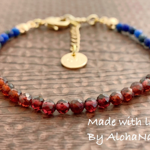 ガーネット・ラピスラズリの天然石ブレスレット♪ ブレスレット Aloha