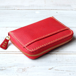 シンプルなコンパクトミニ財布　赤　レッド 1枚目の画像