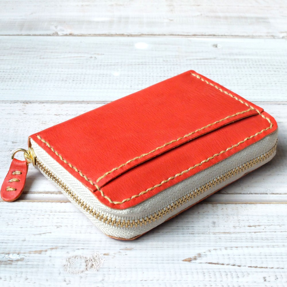 シンプルなコンパクトミニ財布　オレンジ