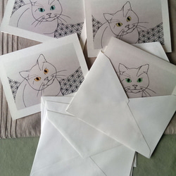 4枚組みグリーティングカード　オリジナル　ペン画　デジタルコピー　猫　 1枚目の画像