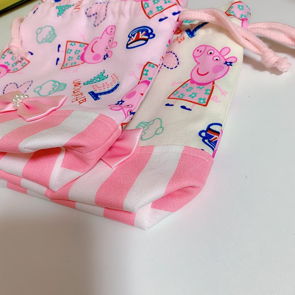 リボン付きコップ袋2点セット(ᵔᴥᵔ)♡♡ピンク、イエロー 7枚目の画像