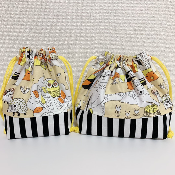 ハンドメイド 動物園柄、お弁当袋＆コップ袋(ᵔᴥᵔ) その他入園