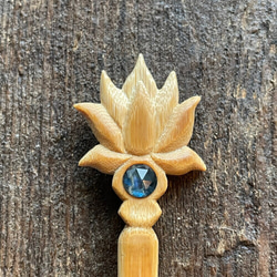 ❁竹製❁蓮の花のかんざし❁ラブラドライト 1枚目の画像