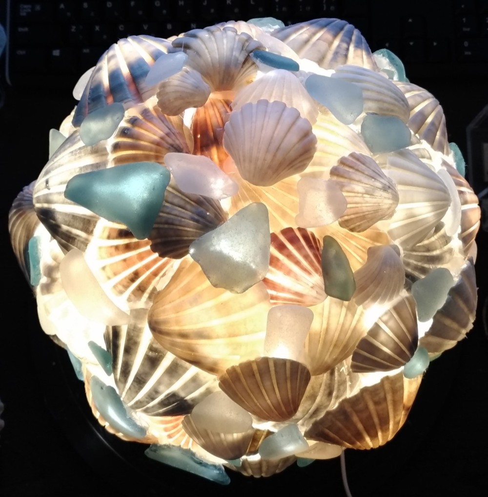 【オーダー】シェルとシーグラスのランプシェード（大） ギフトラッピング対応スタンドライト・テーブルランプ