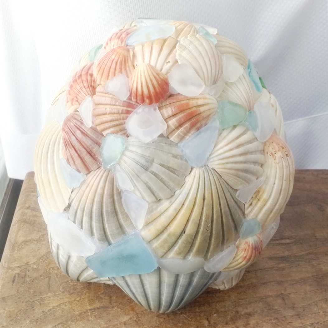 【オーダー】シェルとシーグラスのランプシェード（大） ギフトラッピング対応