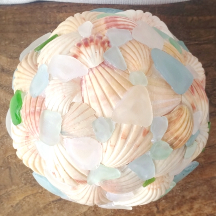 【オーダー】シェルとシーグラスのランプシェード（大） ギフトラッピング対応