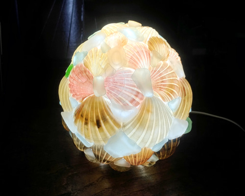 オーダー】シェルとシーグラスのランプシェード（小）ギフトラッピング