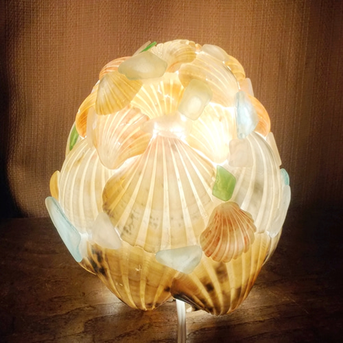 オーダー】シェルとシーグラスのランプシェード（小）ギフトラッピング