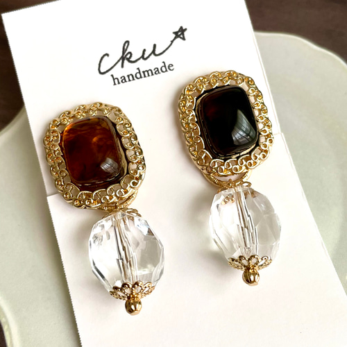 ダブルスクエア レジン カボション ピアス 【公式通販】 ダブル