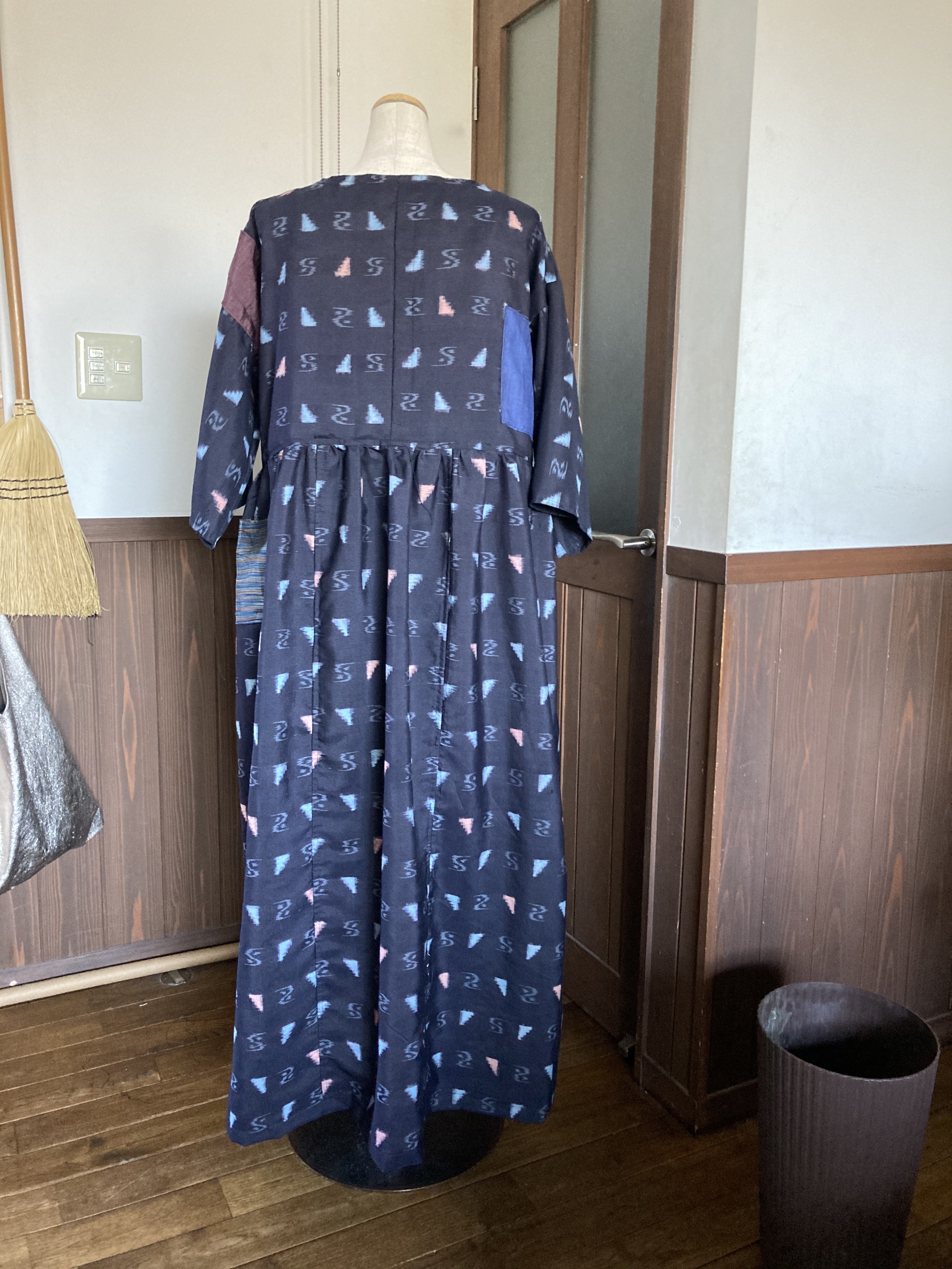 着物リメイク　絹銘仙ワンピース