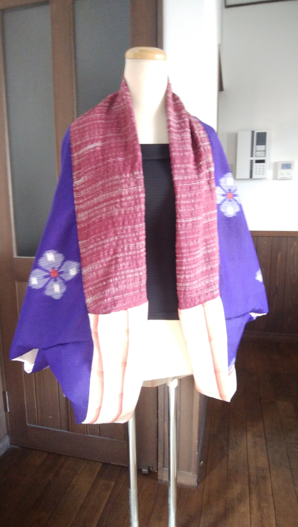 着物リメイク　紫色のマーガレット 2枚目の画像
