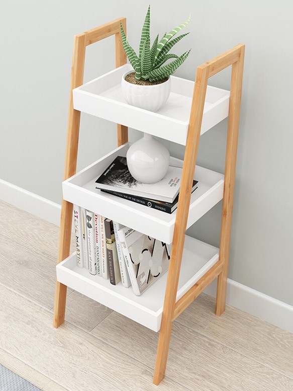 オーダーメイド 職人手作り オープンシェルフ 収納棚 白家具 モノトーン 北欧モダン ラダーシェルフ おうち時間 LR