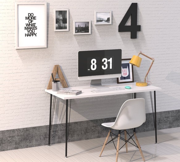 オーダーメイド 職人手作り アイアンウッド パソコンデスク 白家具 テーブル 机 テレワーク 無垢材 天然木 木工 LR