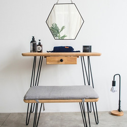 天然木×アイアンヴィンテージ加工 両面ドレッサー 美容室 職人手作り