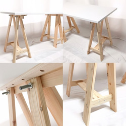 オーダーメイド 職人手作り テーブル パソコンデスク テーブル 机 白家具 天然木 無垢材 おうち時間 木工 エコ LR 3枚目の画像
