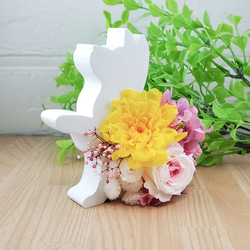 イヌの置型アロマストーン 菊とバラのアレンジメント 4枚目の画像