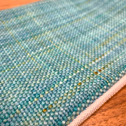 手織り布のフラットポーチ(ターコイズグリーン) 5枚目の画像
