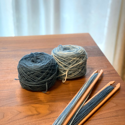手織りストール(藍染ウール・ネイビーグラデーション) 6枚目の画像