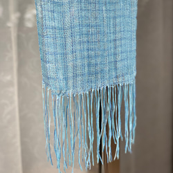 手織りストール(フレンチリネン・ブルーグラデーション) 2枚目の画像