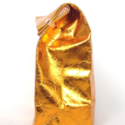 牛革 ゴールド ブラウンバッグ クッキー袋型 ハンドバッグ 2枚目の画像