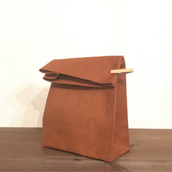 限量項目幾何圖案絨面革棕色袋曲奇袋式手提包 第1張的照片