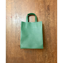 受注製作 豚革 ダークグリーン 紙袋型 ショッピングバッグ トートバッグ 1枚目の画像
