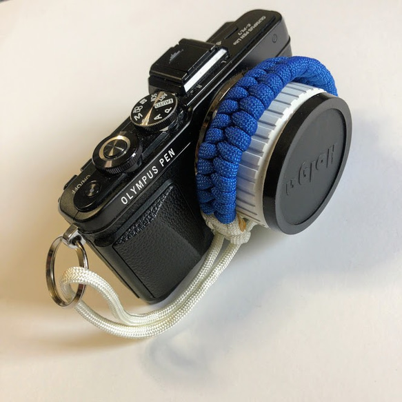 カメラストラップ　パラコード　Paracord Fishtail Camera Wrist Strap　BW 7枚目の画像