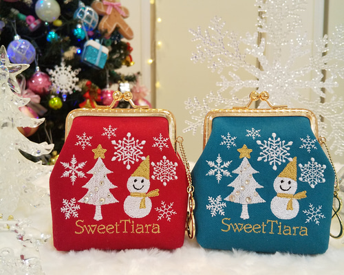 Creema限定クリスマス2024✨〜Shining winter world〜刺繍がま口