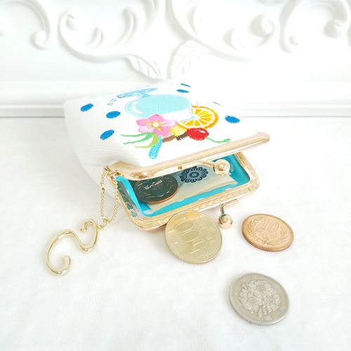 特集掲載〕小銭入れ✽刺繍 がま口✽トロピカルドリンクと夏の
