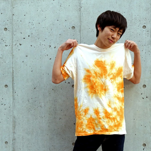 オレンジ タイダイ柄 半袖Tシャツ タイダイTシャツ オレンジ 渦巻き XXL Tシャツ tat's 通販 1996853