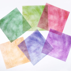 グラシン紙 和風しぼり６色セット 折り紙サイズ 日本の伝統色 切り絵 ペーパークラフト 半透明ペーパー 3枚目の画像