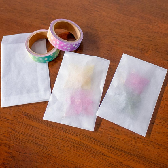 国産グラシン紙封筒サンプルセット〈各2枚10枚入〉透けるポチ袋 A5 ハガキサイズ 洋形2号 名刺サイズ バッグ 白無地 7枚目の画像