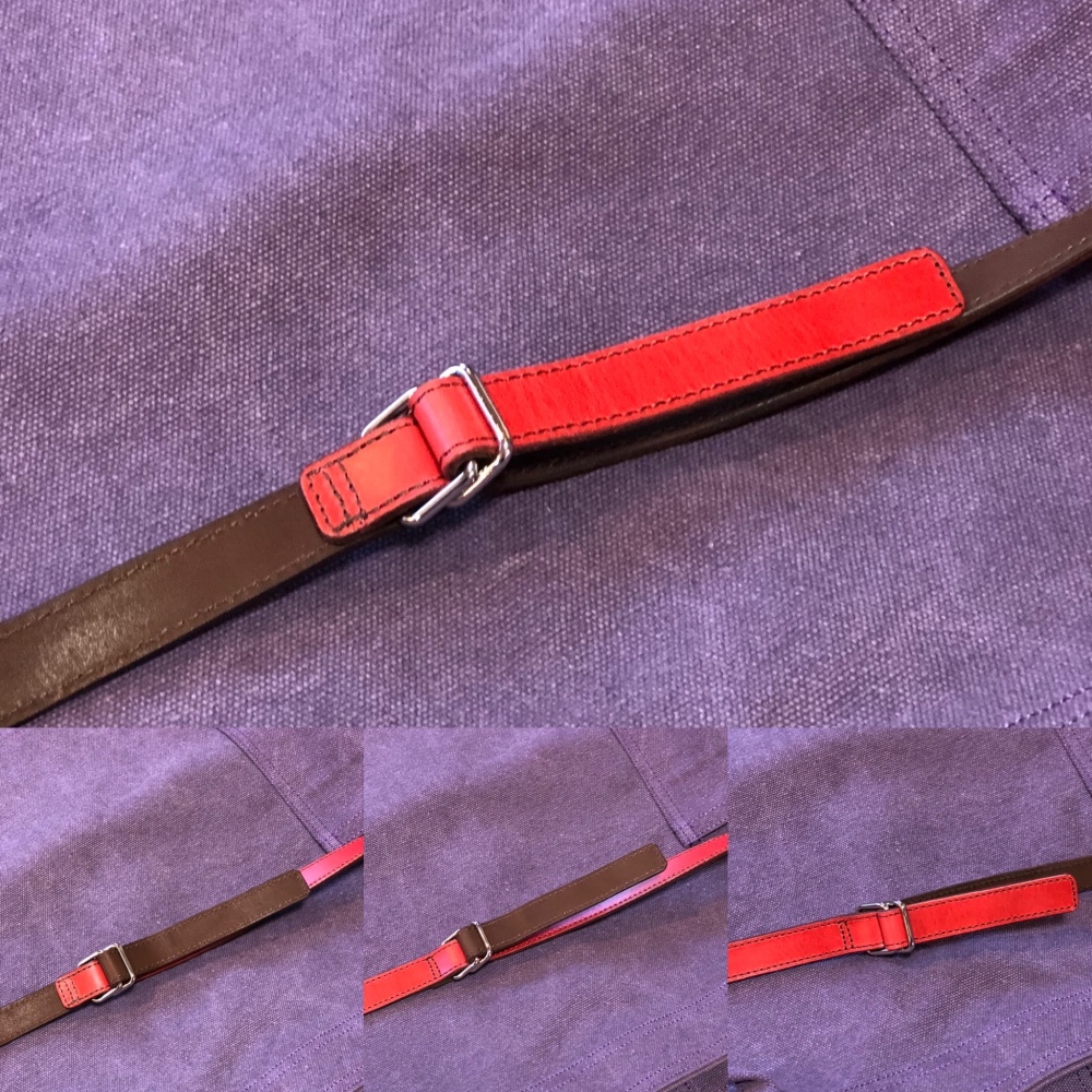 TYPE-3PU　サロンエプロン　８号ビンテージ帆布　レザーストラップ　パープル キャンプ　バーベキュー