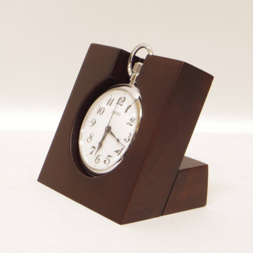 懐中時計スタンド、組立式、チークウッド、ディープブラウン