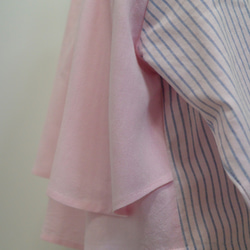 ピンク×ブルーのストライプ・後ろギャザーのシャツ（ベビー 80） 4枚目の画像
