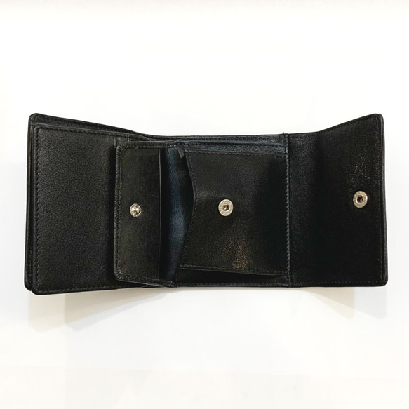 【牛革】ブラックボタン２つ折り財布〈ブラック〉　本革　メンズウォレット　シンプル　２つ折り　W0012 5枚目の画像