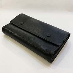 【牛革】ブラックボタン大容量長財布〈BLACK〉　メンズウォレット　本革　シンプル　大容量　W0014 4枚目の画像