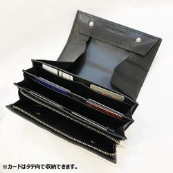 【牛革】ブラックボタン大容量長財布〈BLACK〉　メンズウォレット　本革　シンプル　大容量　W0014 7枚目の画像