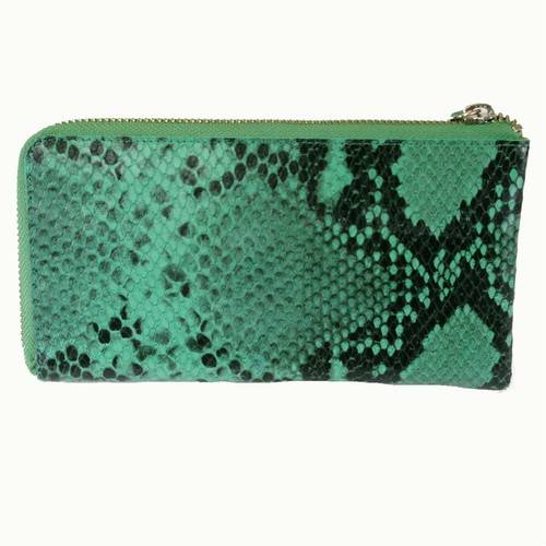 【牛革】パイソン型押しL字長財布 <3色展開> 　本革　薄い　軽い　ウォレット　M5031