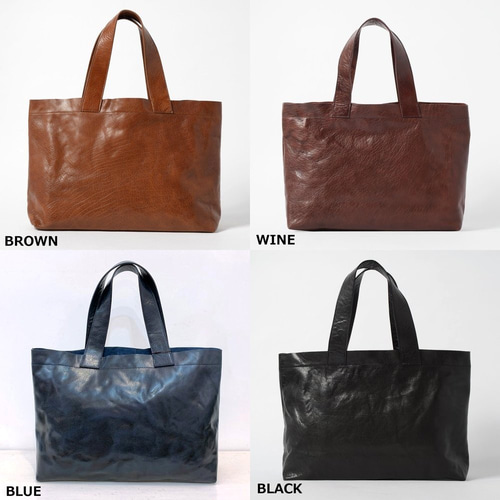 水牛革】ムラ染めA4トートバッグ<4色展開> バッファローレザー