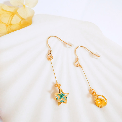 No.19 ジュエリークリップ 月と星② ピアス（フック・チェーン