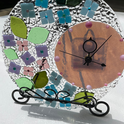 【受注制作】紫陽花　ガラスの置き時計 3枚目の画像