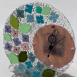 【受注制作】紫陽花　ガラスの置き時計 4枚目の画像