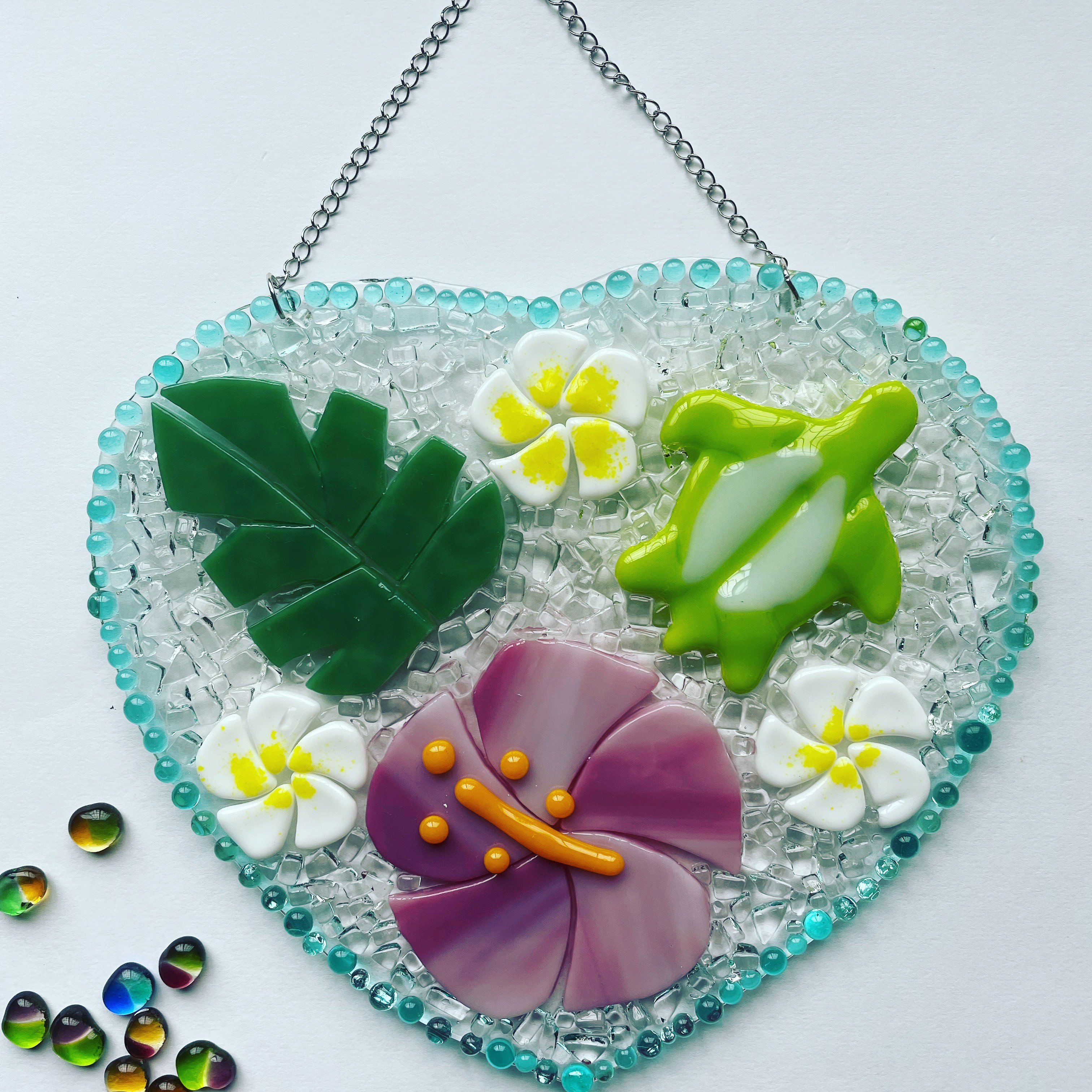 【即納品】ハイビスカスの壁掛け　ピンク