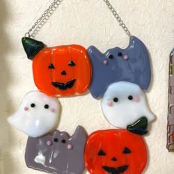 【即納品】ハロウィン ガラスのリース 5枚目の画像